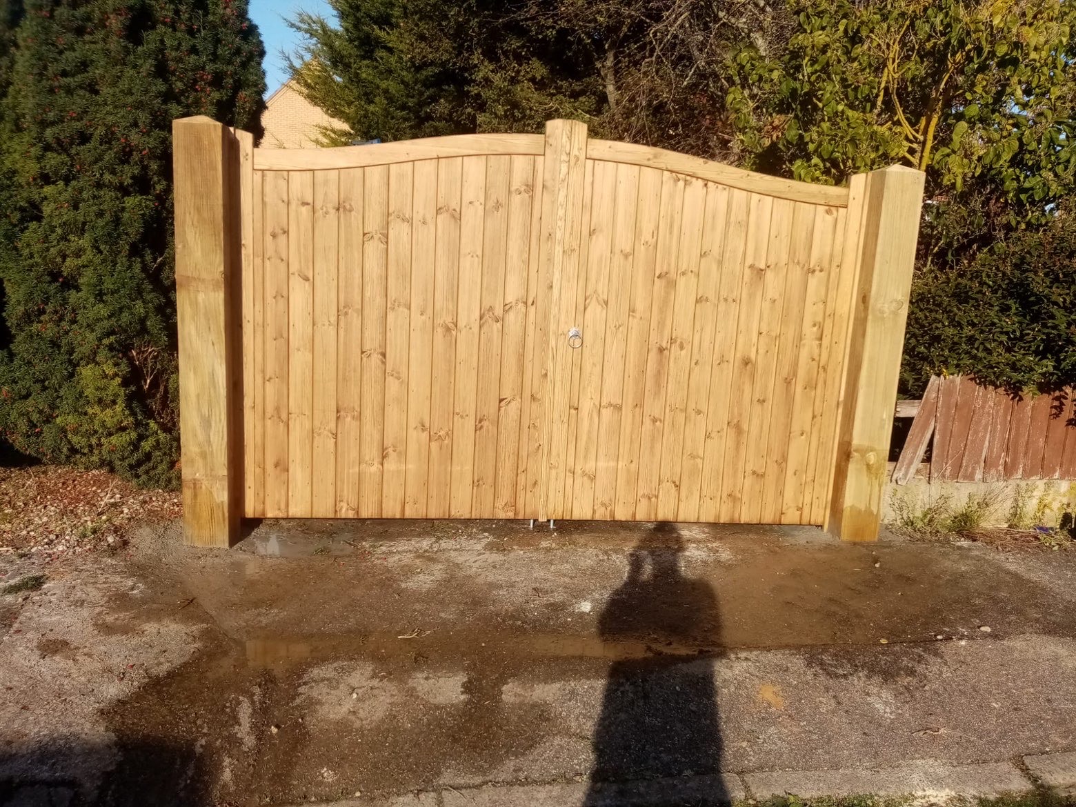 Wooden driveway gates installation by DAGardenServices Essex