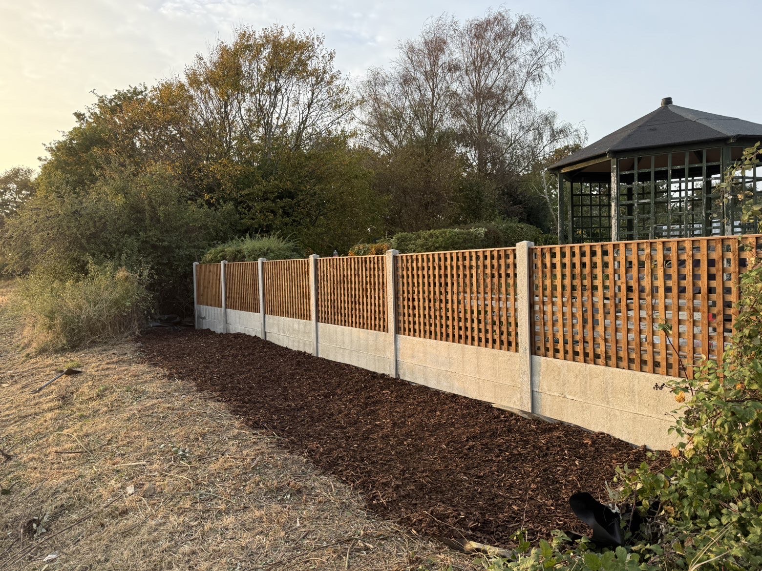 Decorative trellis fencing installation Essex